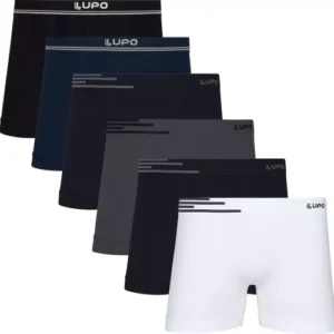 Kit 6 Cuecas Box Boxer Lupo Sem Costura Basic Microfibra 436
