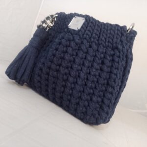 Bolsa em Crochês Azul Linda Crochês