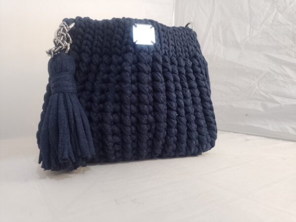 Bolsa em Crochês Azul Linda Crochês - Image 3